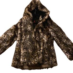 NWOT Adrian Landau Faux Fur Hooded Coat